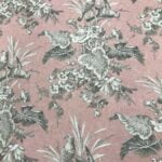 Toile de jouy largeur 280 cm  "Oisillon" - Rose