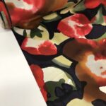 Tissu velours microfibre imprimé - Fiora fond noir