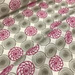 Toile coton brodé "Cerchio" Edizione Gianni di Roma - Gris, rose