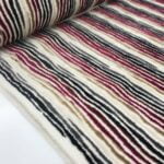 Tissu jacquard velours "Linéo" - Multicolore, écru, noir, bordeaux