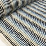 Tissu jacquard velours "Linéo" - Multicolore, écru, gris, bleu