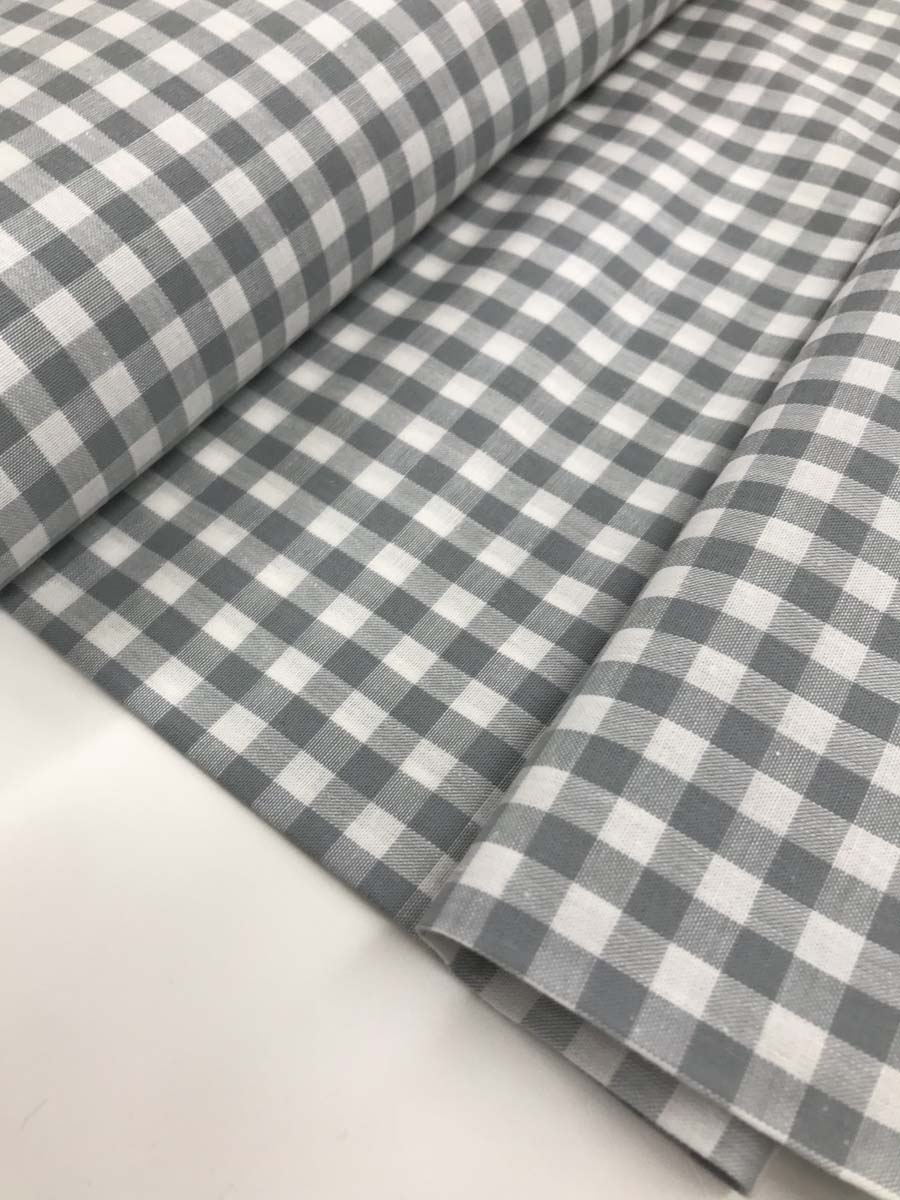 Coupon De Tissu Coton Réversible à Carreaux Gris - 1x1,40m, Neuf Pour Couture Et Artisanat