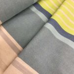 Toile 100% coton "Bayadère" Multicolore - Bleu, vert, gris, ecru, saumon