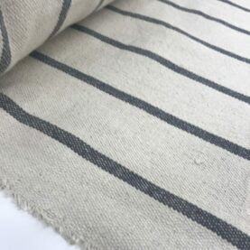 Toile 100 % coton "Campagne" rayures - Gris anthracite