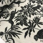 Tissu sergé coton enduit Oeko-tex les Singes Sapajou fond naturel