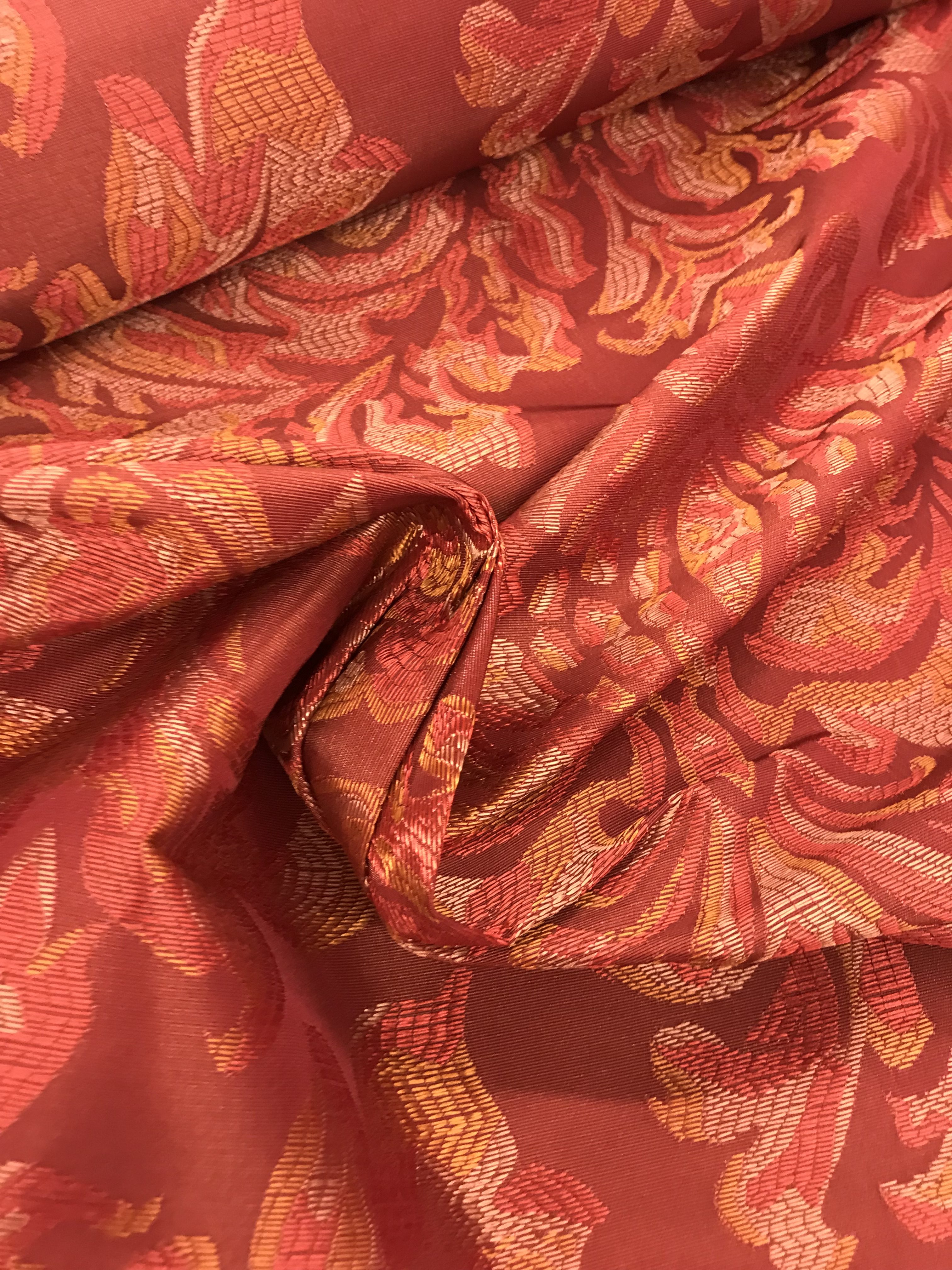 Tissu Ancien Broché Bleu En Soie - Pièce 1,25m X 0,93m, Brillant, Pour Couture Ou Décoration