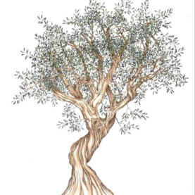 Tissu panneau décoratif peinture "L'olivier"