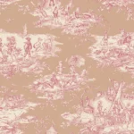 Toile de jouy largeur 280 cm "Histoire d' eau" édition Thevenon Paris - Rose
