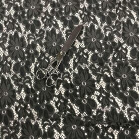 Tissu dentelle élasthanne "Margeurite" - Gris anthracite