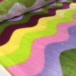 Tissu Doudou imprimé Vague - Multicolore