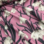 Tissu jersey viscose Fleurs - Fond rose