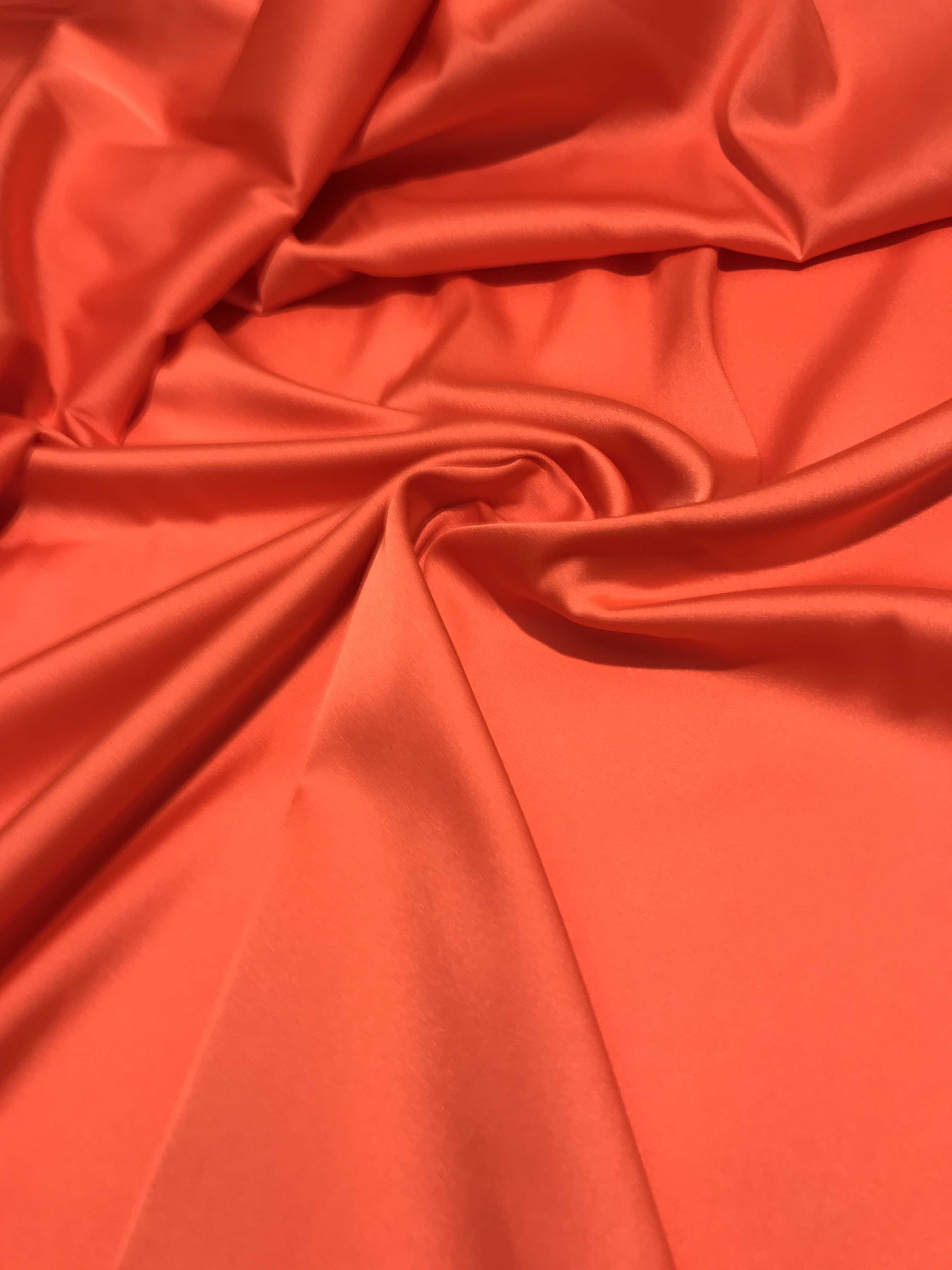 Coupon De Tissu Orange à Rayures Satinées - Dimensions 160 X 73 Cm - Neuf, Made In France