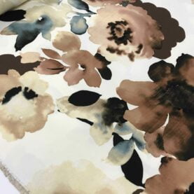 Tissu imprimé haute couture Fiorita - Fond écru , marron