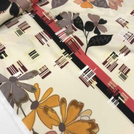 Tissu viscose Fleurs Poppy - Fond écru
