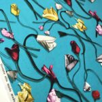 Tissu jersey viscose Tulipes - Fond bleu