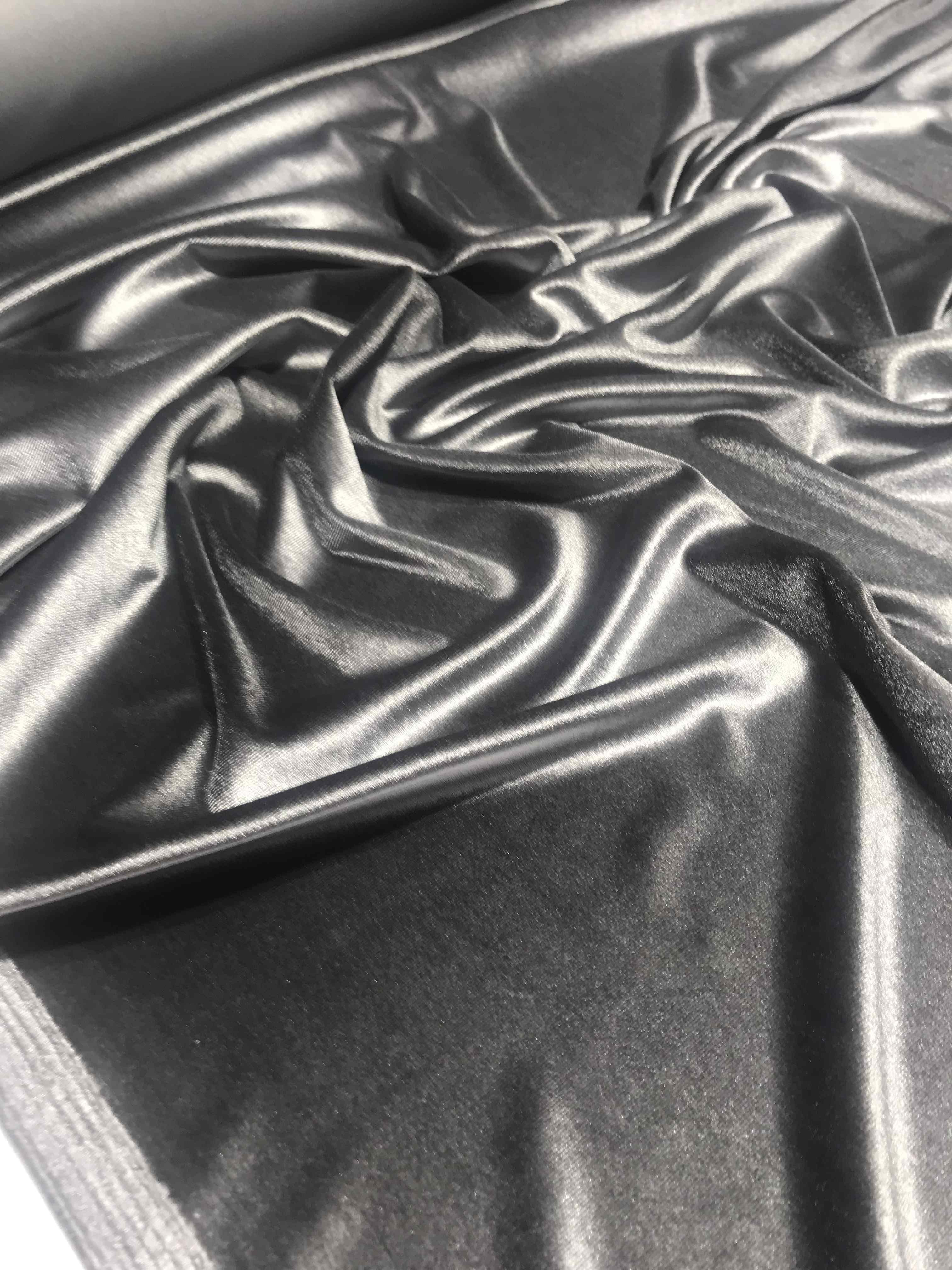 Tissu Velours Lisse Gris 1.45m De Large - 40m Disponible Pour Rideaux, Coussins, Décoration