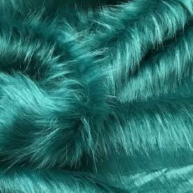 Tissu fausse fourrure poil long - Bleu canard