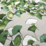 Tissu coton enduit cretonne Oeko-tex Ginkgo biloba - Fond ficelle