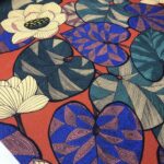 Tissu Lin/Viscose Idris édition Thevenon Paris - Bleu, vert fond brique OEKO-TEX