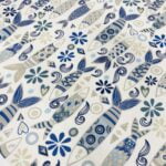 Tissu coton enduit cretonne Oeko-tex Pescado Fond écru