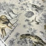 Toile de coton WILD fauve édition Thevenon Paris fond galet OEKO-TEX