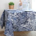 caledonie bleu nappe enduite imprimee stof
