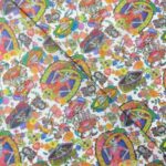 Tissu coton imprimé Bio Certifié GOTS Fête mexicaine - Multicolore, fond blanc
