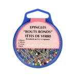 Épingles bouts ronds têtes de verre 95 pièces 10g 34 x 0,65 mm