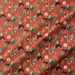 Tissu coton imprimé patchwork 115 cm Fruits des bois - Fond rouge