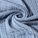 Tissu triple gaze viscose de bambou - Bleu jeans