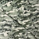 Tissu Doudou imprimé Skull Camouflage - Vert