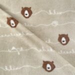 Tissu Doudou imprimé Oursons - Beige clair