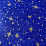 Tissu Feutrine étoile - Doré, fond bleu roi