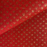 Tissu Feutrine Cœur - Doré, fond rouge