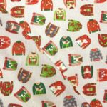 Tissu coton imprimé Sweat de noël - Fond gris