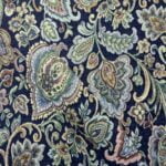 Tissu jacquard lainage lurex 15% laine - Cachemire, multicolore, fond bleu marine
