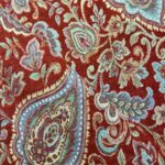 Tissu jacquard lainage lurex 15% laine - Cachemire, multicolore, fond rouge