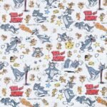 Tissu coton imprimé Certifié Oeko-tex Tom & Jerry - Fond blanc