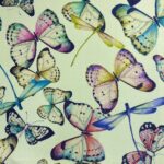 Toile de bâche imprimée Outdoor Teflon Sunny - Malina, multicolore, fond écru