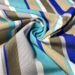 Tissu d'extérieur à rayures grande largeur 320cm Escale  - Multicolore, bleu marine, turquoise