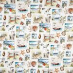 Tissu coton imprimé spécial patchwork 115 cm Goélette - Fond crème