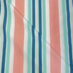 Tissu d'extérieur à rayures grande largeur 320cm Escale  - Multicolore, bleu, rose