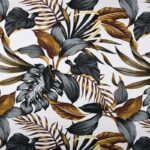 Tissu toile coton imprimé grande largeur 280cm Ouvea - Moutarde