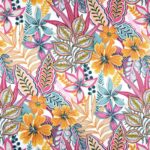 Tissu sergé coton enduit Oeko-tex - Seychelles, multicolore rose