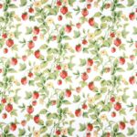 Tissu sergé coton enduit Oeko-tex - Gariguette, fond blanc