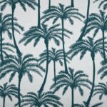 Toile de coton Savoie Zabeth - Bleu canard, fond naturel