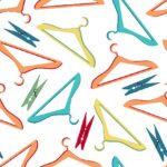 Tissu coton imprimé Cintre à linge - Multicolore, fond blanc