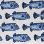 Toile de lin Poissons coffre édition Thevenon Paris Fond crème - OEKO-TEX