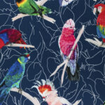 Toile de coton Major Mitchell & Friends édition Thevenon Paris Fond bleu - OEKO-TEX