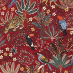 Toile de coton Nouveau monde édition Thevenon Paris Fond Brique - OEKO-TEX